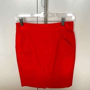 Red/coral J.Crew skirt with pockets